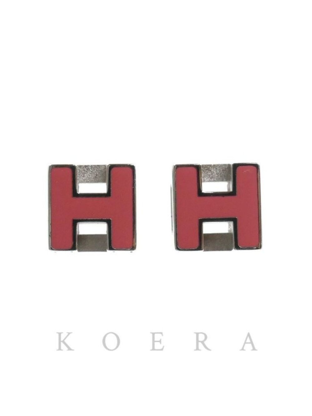 Hermes Metal Enamel Cage D'h Cube Earrings